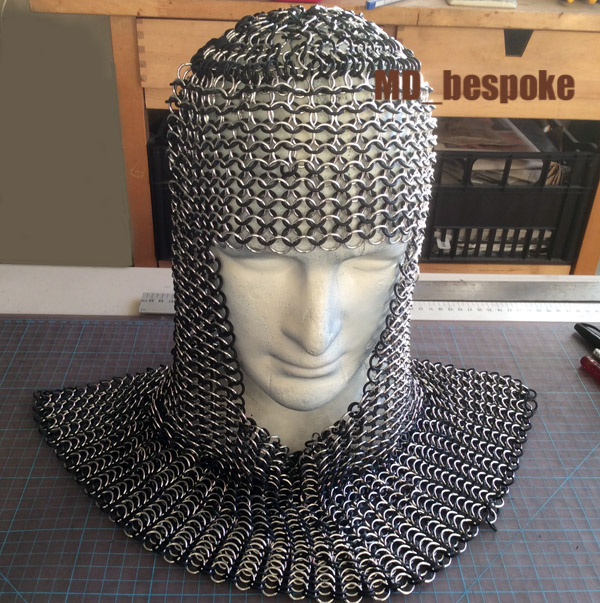 Chain maille coif with mantle 600